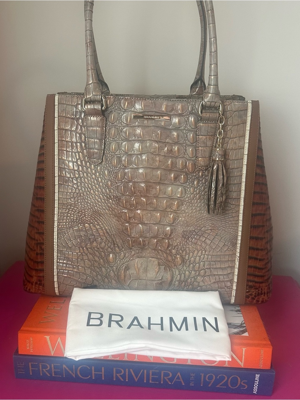 Brahmin Joan Croc-Embossed Leather Tote